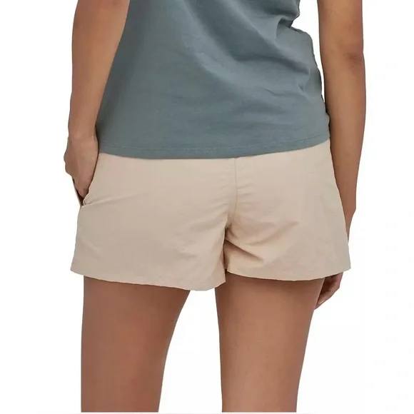 Patagonia Women's M  2.5" Barely Baggies Nylon Shorts Oar Tan Pockets Recycled - Picture 2 of 13